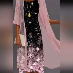 Noracora 2 piece pink floral dress size S (6-8)